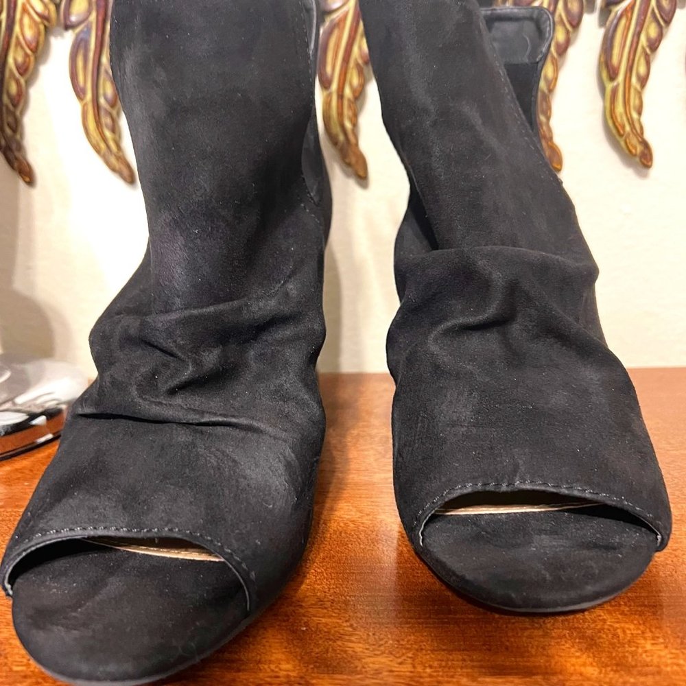 Brash Black Ankle slip-ons toeless bootie